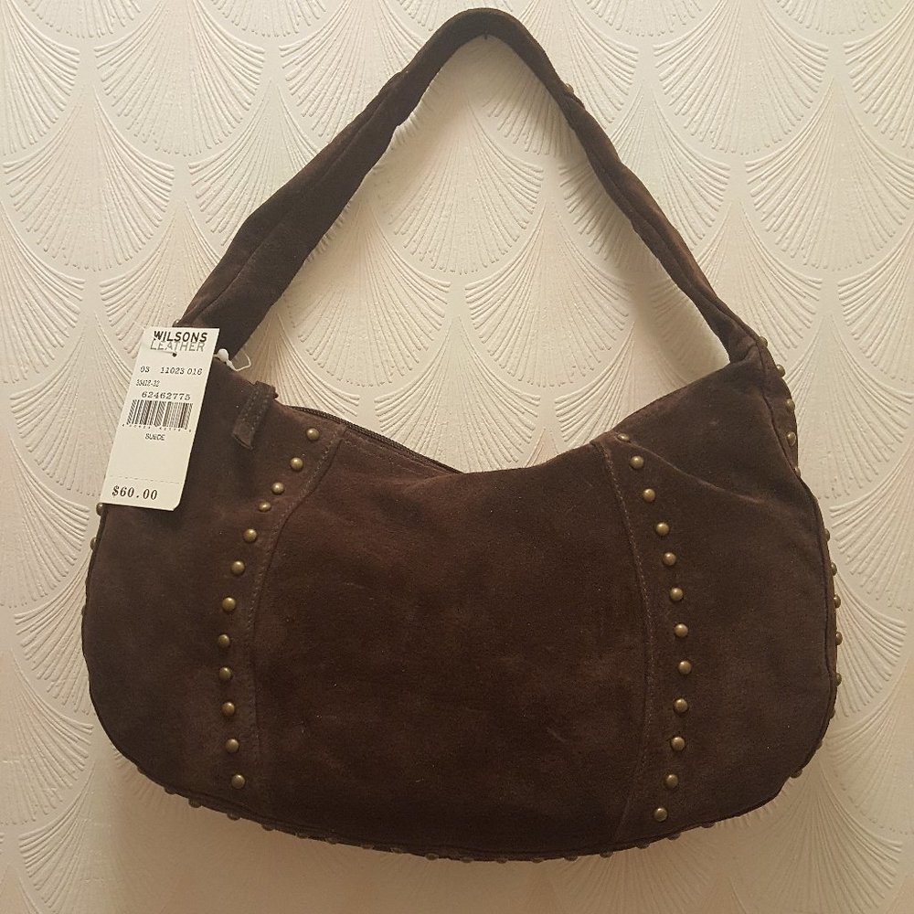 NWT Wilsons Leather suede brown shoulder handbag